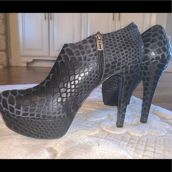Leather Platform Heel Booties - Picture 1 of 4